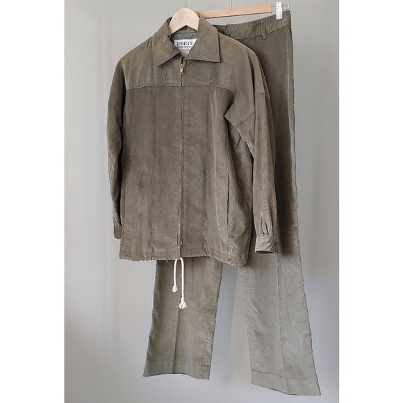 Ports International Set Corduroy Pants and Jacket Pantsuit Size Small Sage Green - Picture 4 of 16